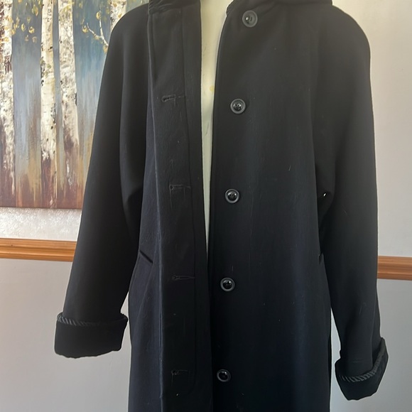London Fog Full Length Hooded Wool Coat - Picture 9 of 13